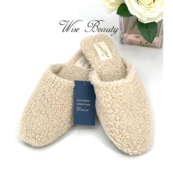 Universal Thread Shoes - NEW Womens Margot Sherpa Mule Sz 9.5 Slip-On Cream Memory Foam Universal Thread